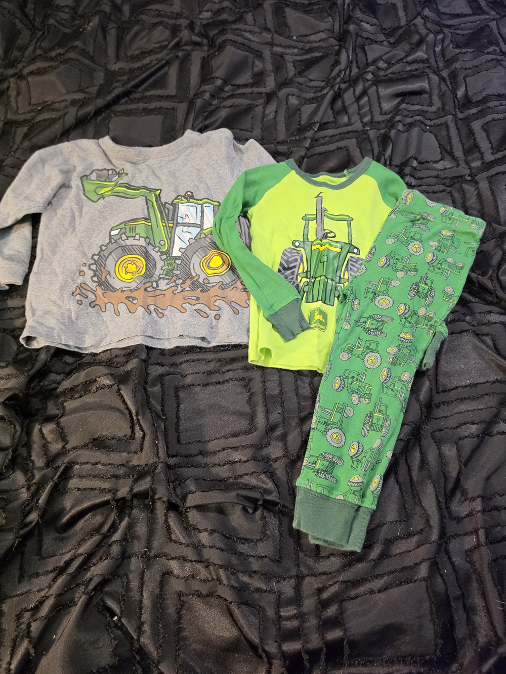 Green Tractor Kids Pajama Set - 2-Piece Long Sleeve Top & Pants